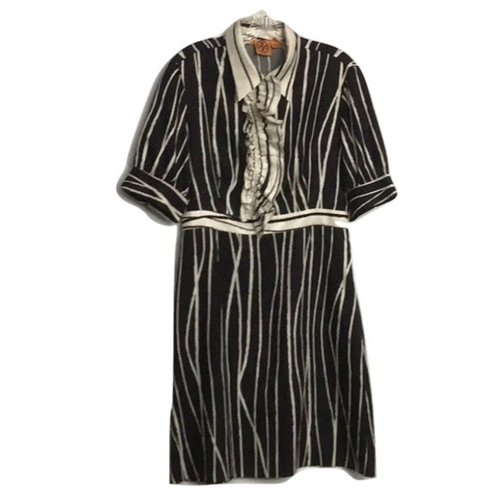 Tory Burch Silk Dress Black & White Sz 12 GUC